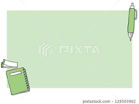 手繪文具綠色框架 手繪文具綠色框架 128503902