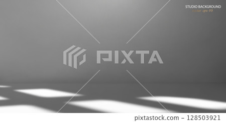 Gray background with sunlight.Design room.Studio banner.Vector illustration. 128503921