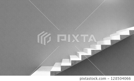 White background with stairs.Concrete wall.Abstract studio background.3D image. White background with stairs.Concrete wall.Abstract studio background.3D image. 128504066