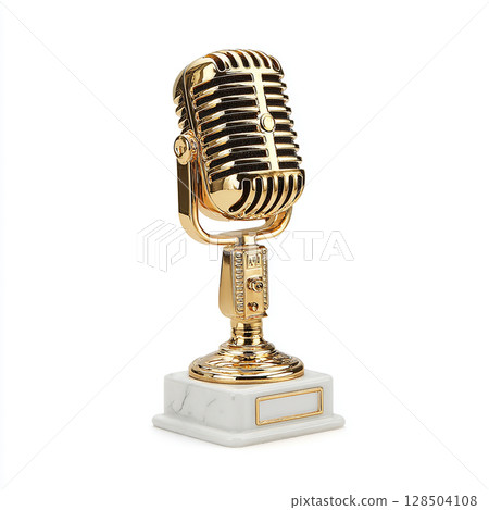 Celebrating success: vintage microphone trophy 128504108