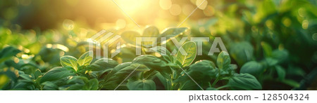 Vibrant close-up image of hydroponically cultivated vegetables in a smart organic farm, emphasizing the meticulous attention and care provided by farmers for sustainable agriculture Vibrant close-up image of hydroponically cultivated vegetables in a smart organic farm, emphasizing the meticulous attention and care provided by farmers for sustainable agriculture 128504324