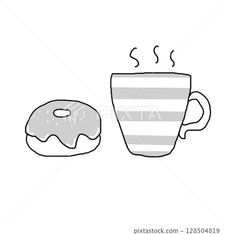 Coffee and donuts monochrome Coffee and donuts monochrome 128504819