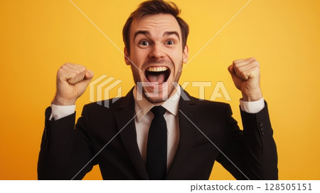 excited businessman celebrating success 128505151