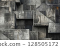 Abstract minimalist designs on cement block surfaces background 128505172