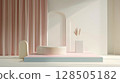 Chic and stylish podium stand, with minimal style and pastel color, for presenting cosmetic product 128505182