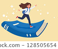 schoolgirl flies standing on a book 128505654