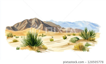 Death Valley National Park. Death Valley National Park hand drawn watercolor illustration 128505778
