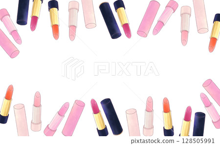 白色背景，邊緣有粉紅色唇膏 128505991