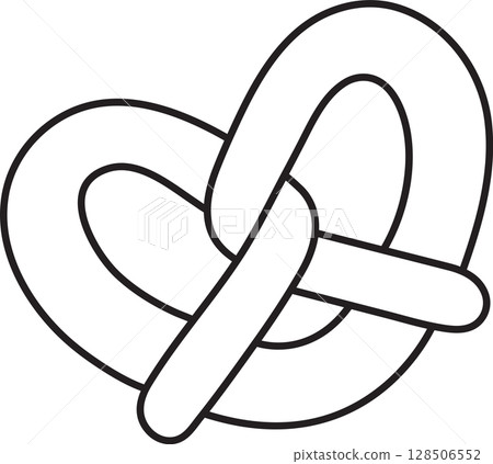 traditional German pretzel, oktoberfest, simple black and white icon on isolated background 128506552