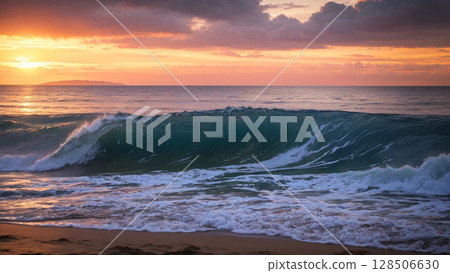 美麗的海灘日落 128506630