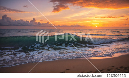 美麗的海灘日落 128506633