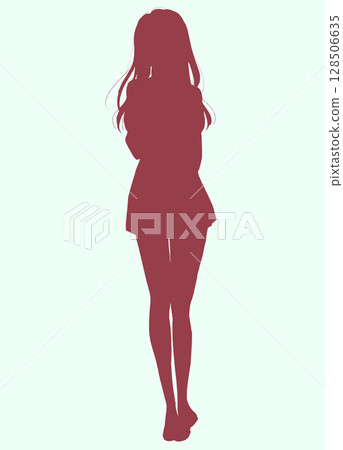 煩躁的女學生夏裝剪影 128506635
