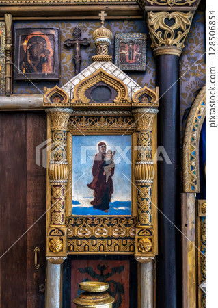 MOSCOW REGION, RUSSIA. Interior of Church of the Savior Not Made by Hands, Abramtsevo MOSCOW REGION, RUSSIA. Interior of Church of the Savior Not Made by Hands, Abramtsevo 128506854
