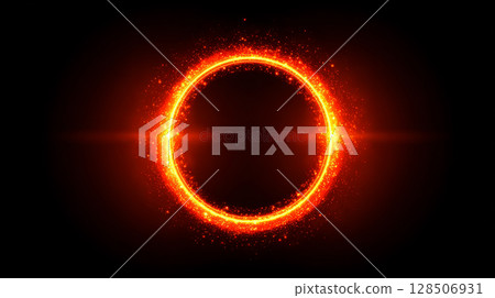 A vibrant red halo against a black background A vibrant red halo against a black background 128506931