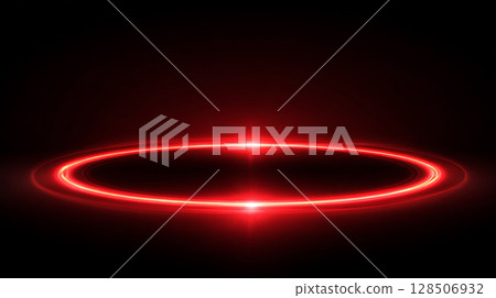 散發未來主義光芒的橢圓形霓虹燈 散發未來主義光芒的橢圓形霓虹燈 128506932