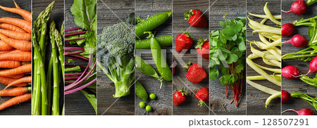 collage of fresh food 128507291