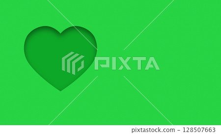 Green textured canvas background with heart shape cutout 128507663