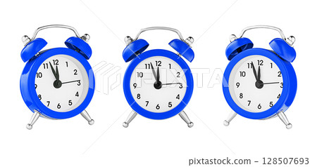 classic watch, pointer clock, Blue color alarm watch on isolated white background 128507693