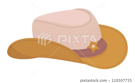 Cowboy hat stetson in boho style, color vector illustration 128507735