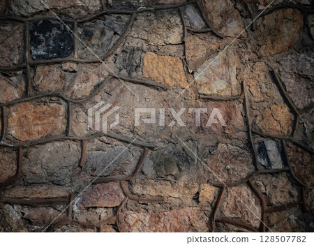 Wall with old stones, vintage, grunge style Wall with old stones, vintage, grunge style 128507782