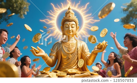 Illustration of the god of money bringing good luck 128507853