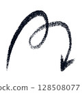 Doodle emphasis arrow icon. Design quirky twist zigzag line, spring coil, curve wave. Vector 128508077