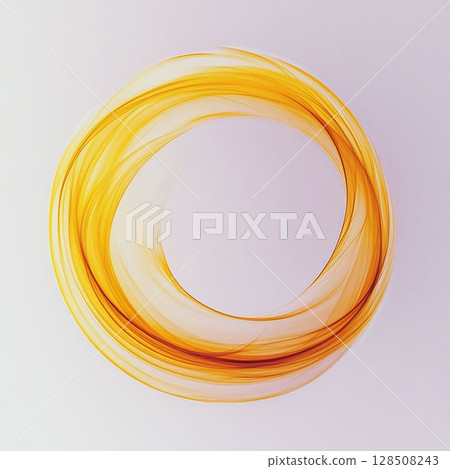 Golden circular abstraction of translucent wavy forms on a light background. Generative AI Golden circular abstraction of translucent wavy forms on a light background. Generative AI 128508243