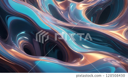 Liquid Metal Forms in Dreamlike Abstract Fusion 128508430