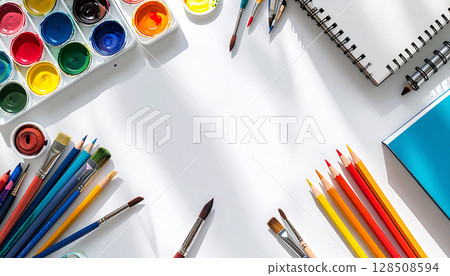 Art Supplies Ready for New School Year. Back to School Concept. Generated image 128508594