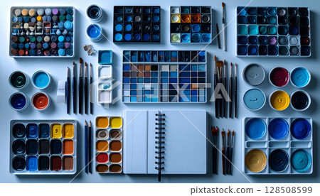Art Supplies Ready for New School Year. Back to School Concept. Generated image 128508599