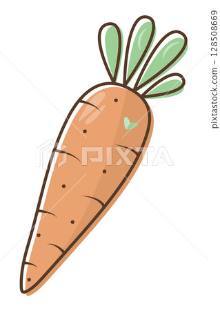 Cute carrot in pleasant orange and green shades, trendy color vector illustration Cute carrot in pleasant orange and green shades, trendy color vector illustration 128508669