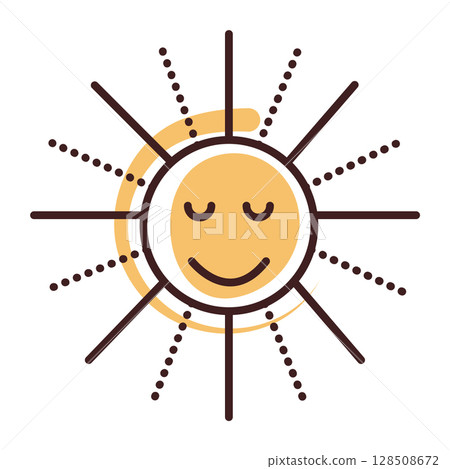 Cute groovy sun, the symbol of summer, vector color illustration Cute groovy sun, the symbol of summer, vector color illustration 128508672