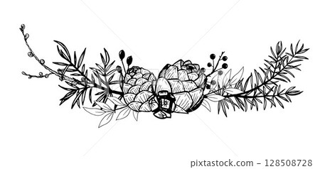 Pine forest bouquet composition vector Pine forest bouquet composition vector 128508728