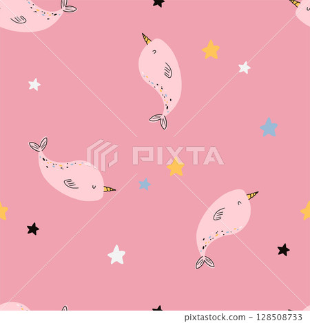 kids vector pattern with narwhal 128508733
