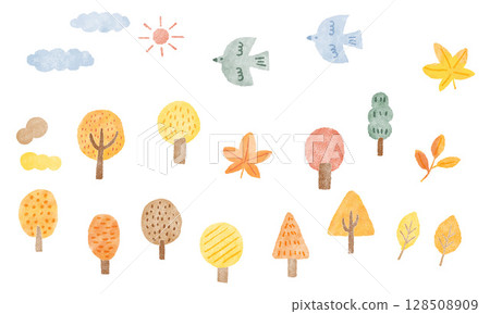 可愛的秋天插圖集 128508909