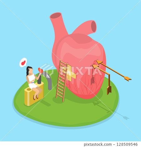 3D Isometric Flat Vector Illustration of Avoidant Attachment in a Relationship, A Delicate And Fragile Concept 3D Isometric Flat Vector Illustration of Avoidant Attachment in a Relationship, A Delicate And Fragile Concept 128509546