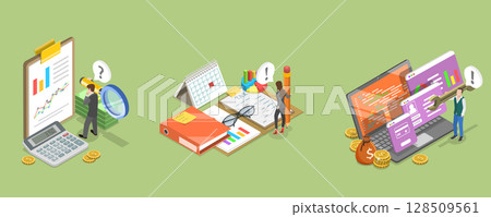 3D Isometric Flat Vector Illustration of Customer Relationship Management, Business Finance Concepts Set 3D Isometric Flat Vector Illustration of Customer Relationship Management, Business Finance Concepts Set 128509561