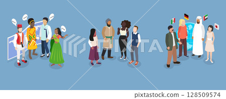 3D Isometric Flat Vector Illustration of Human Diversity, Community Diverse Culture 3D Isometric Flat Vector Illustration of Human Diversity, Community Diverse Culture 128509574