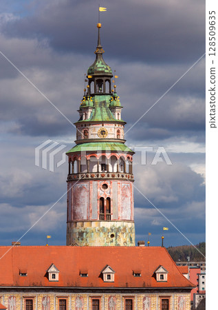 Tower in Cesky Krumlov, Czech Republic 128509635