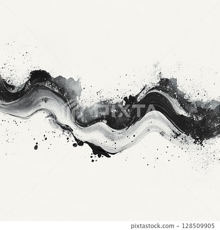 Gradient black and grey stroke with artistic splashes and texture. Generative AI 128509905