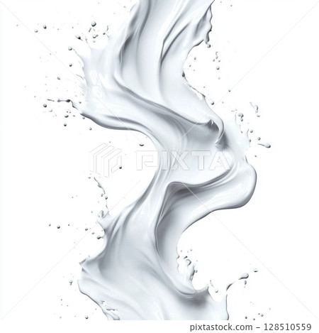 Elegant white creamy splash with dynamic sprinkles. Generative AI 128510559