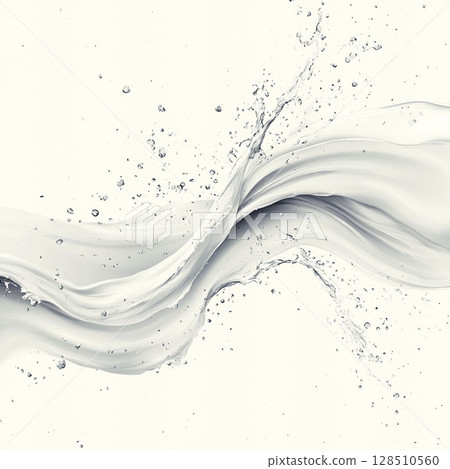 Stunning white liquid splash with droplets on a light background. Generative AI 128510560