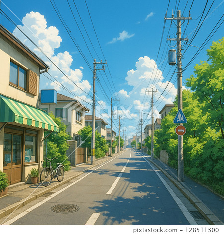 夏季安靜的住宅區 128511300