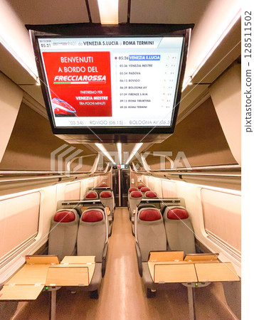 Italian high-speed train Frecciarossa ETR500 - In-car monitor 128511502