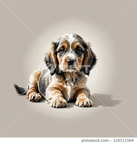 English Cocker Spaniel puppy lying down 128511564