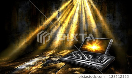 Glowing light streaks abstract background image 128512333