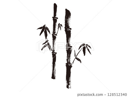日式手繪竹子插圖,單色墨水畫 日式手繪竹子插圖,單色墨水畫 128512340