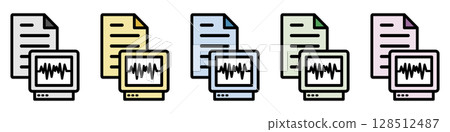 Illustration icon material set: Medical monitor mark document file 251 128512487
