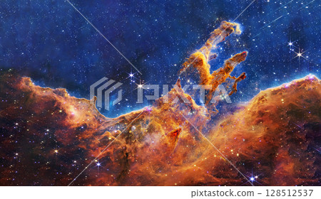 Vast star-forming columns of gas and dust rise within the Eagle Nebula Pillars of Creation. 128512537