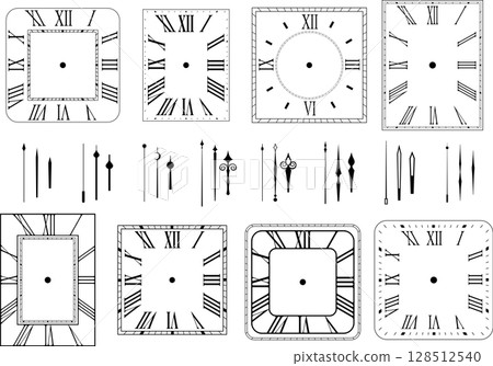 8 種方形時鐘和羅馬數字指針錶盤 128512540